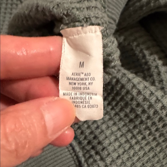 Aerie the Sweat Waffle Crewneck Sweatshirt Sage Green Oversized Loungewear-M - Picture 8 of 10